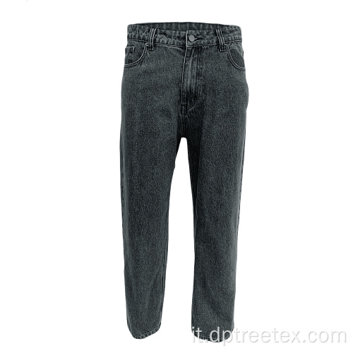 Pattern ricamati personalizzati pantaloni in denim nero dritto